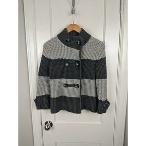 Banana Republic Chunky Knit Grey Striped Cardigan